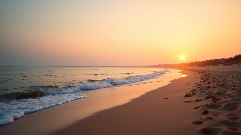 Scenic Baltic beach at sunset with calm waters and sandy shoreline