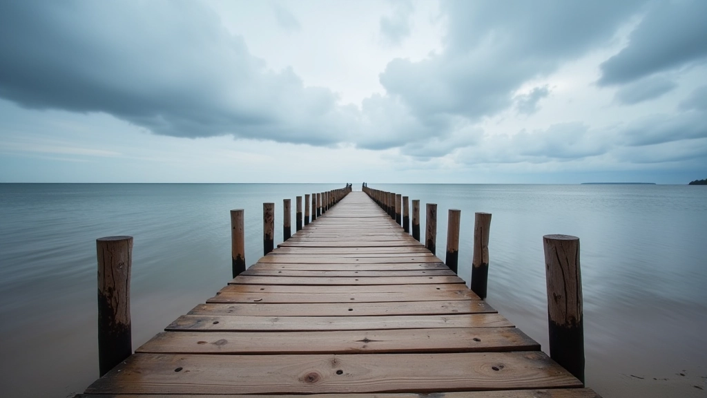 Liepāja beach with weathered pier pilings, dramatic sky, wild Baltic coastal landscape