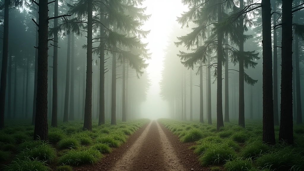 Serene forest path in Latvia
